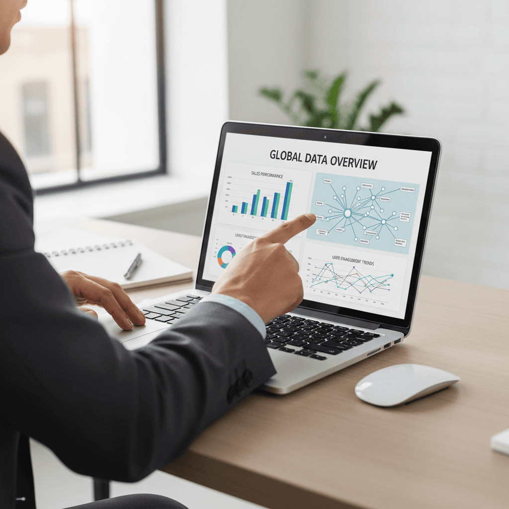 CTO reviewing technical strategy on monitor