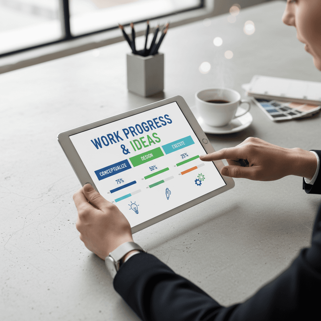 CTO reviewing technical architecture on tablet
